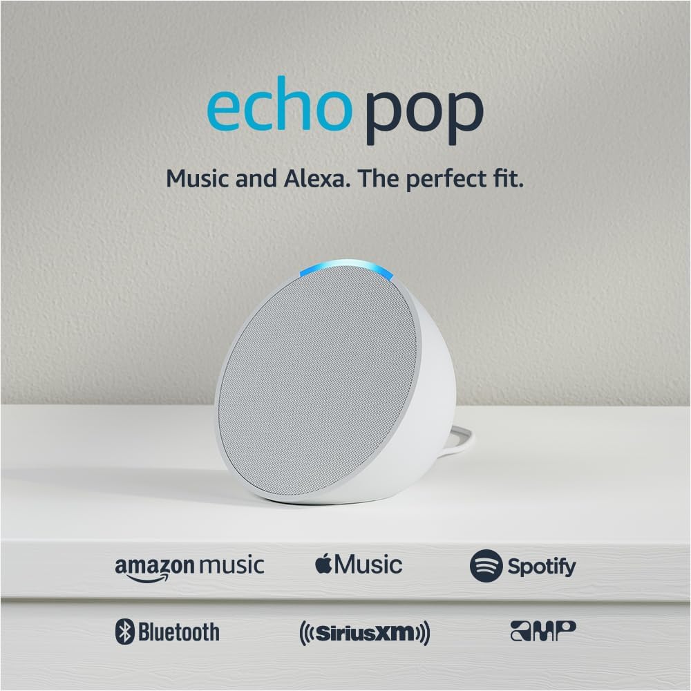 Parlante inteligente y compacto Echo Pop con sonido definido