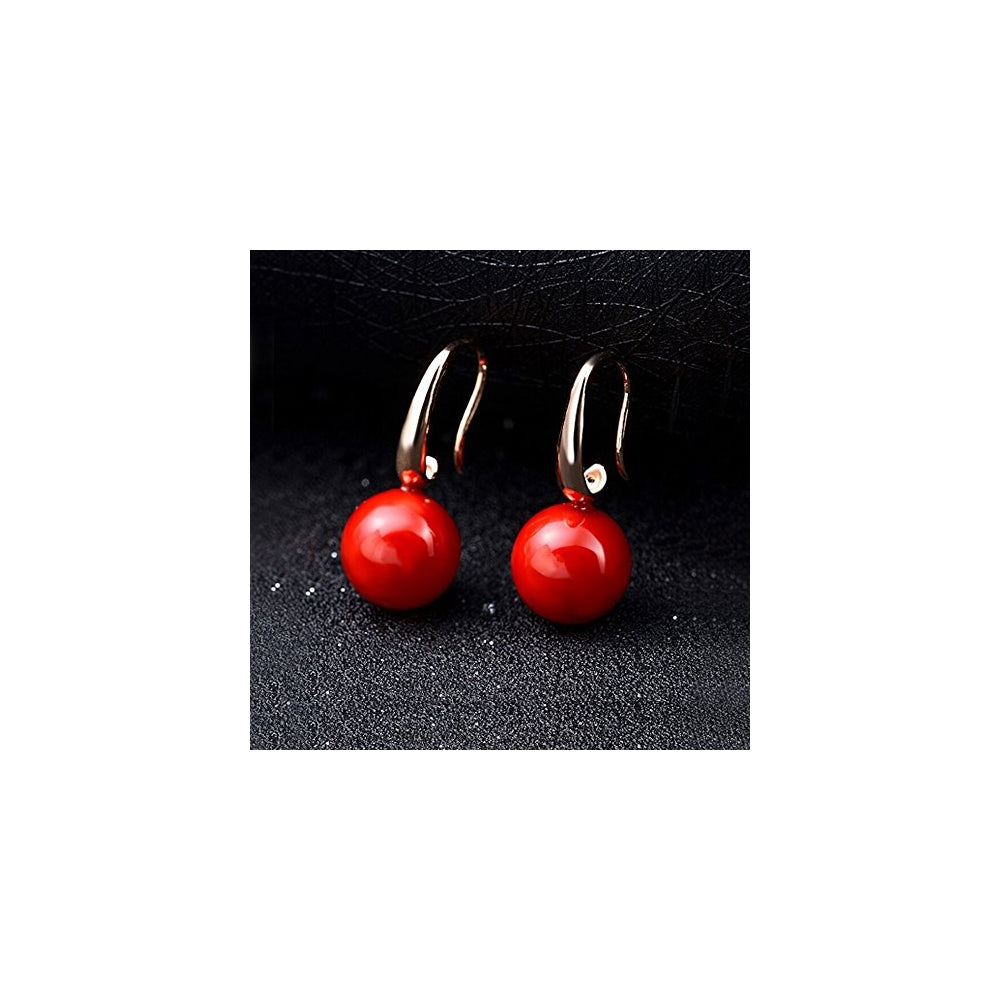 Aretes de perlas de imitación color rojo para mujeres