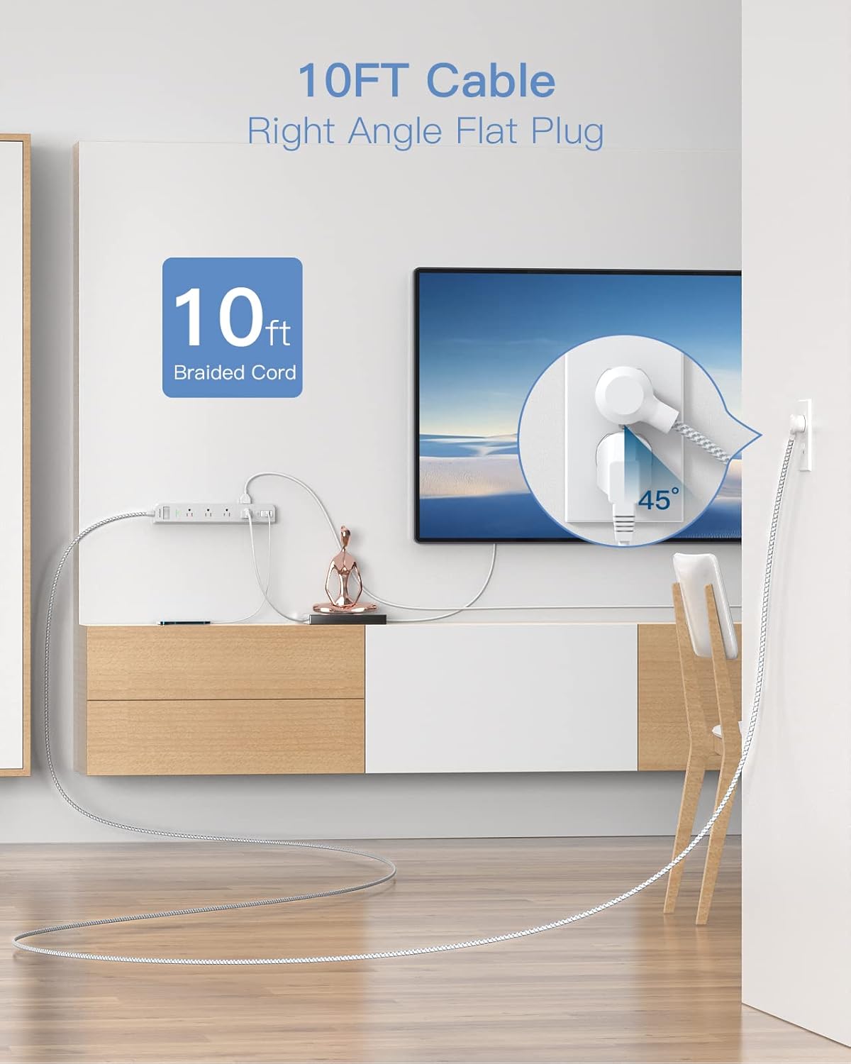 Cable de extensión de 10ft, protector de sobretensiones