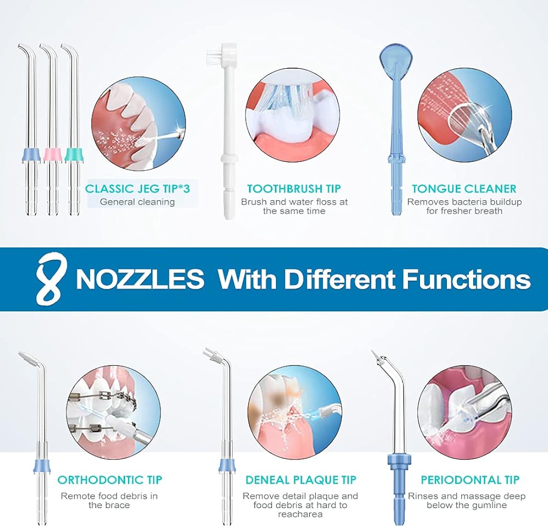 Hilo dental de agua para dientes/aparatos ortopédicos blanco