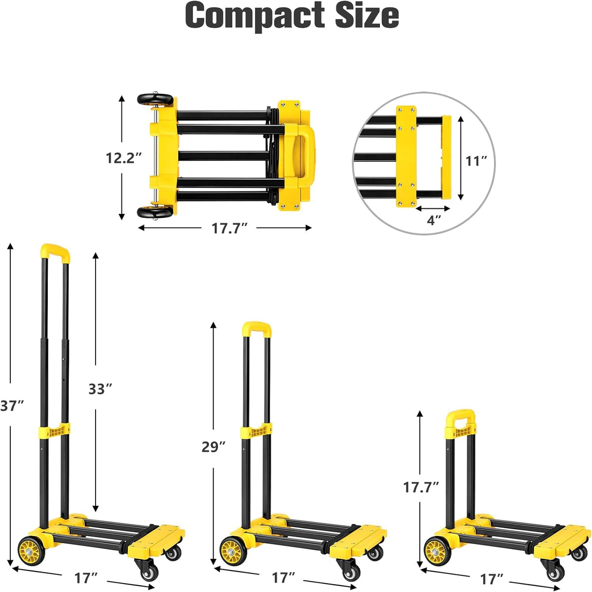 Carretilla Plegable KEDSUM 290 lbs, Liviana y Resistente, Modelo 2023
