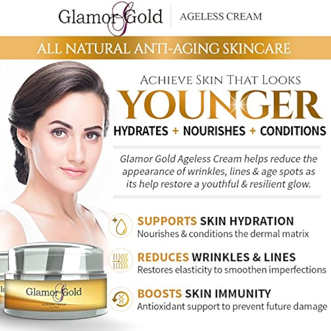 Crema antiarrugas de Glamour Gold, cuidado de la piel