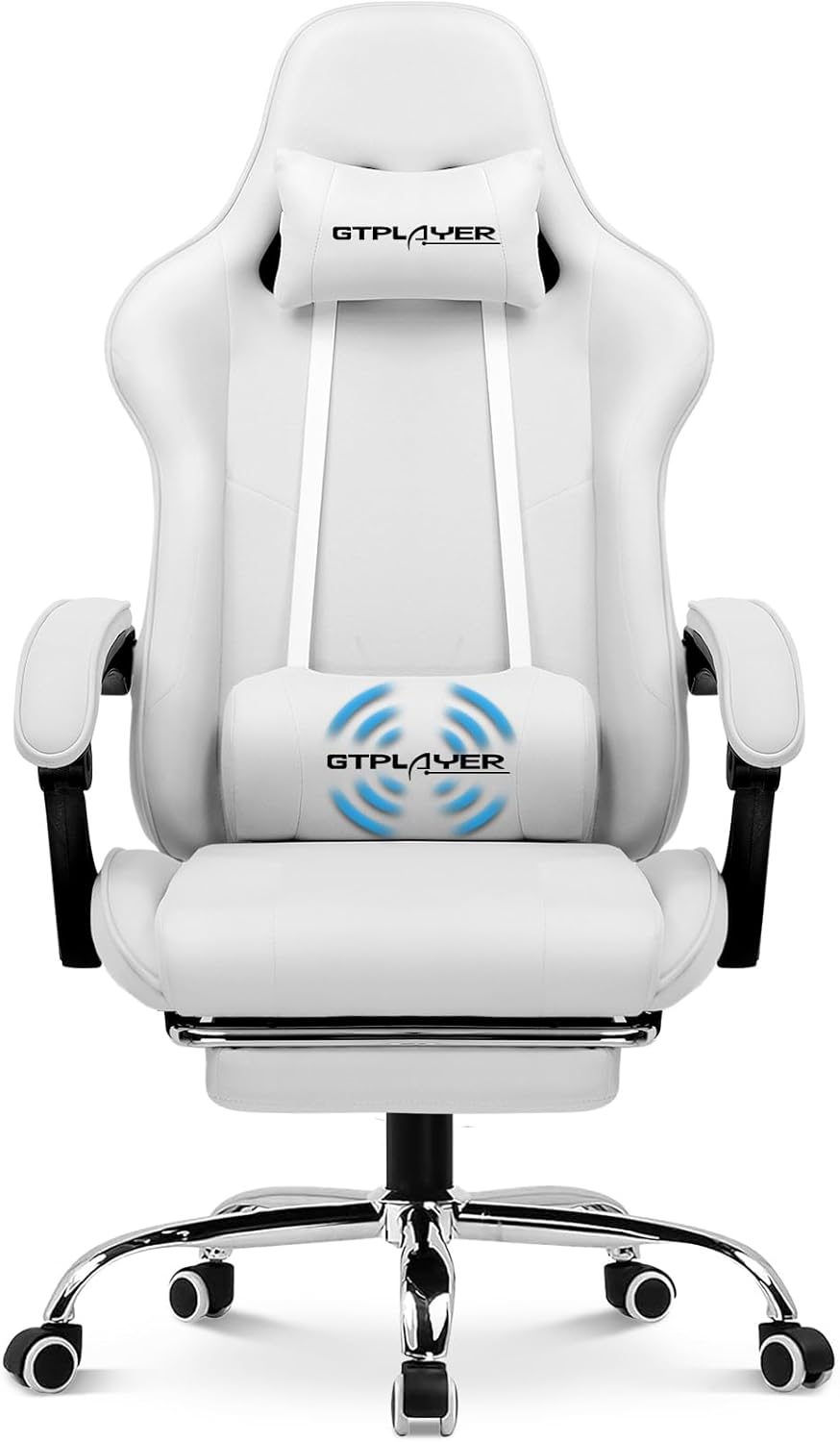 Silla Gamer con reposapiés y ajustable GT804F-WTGY GTPLAYER