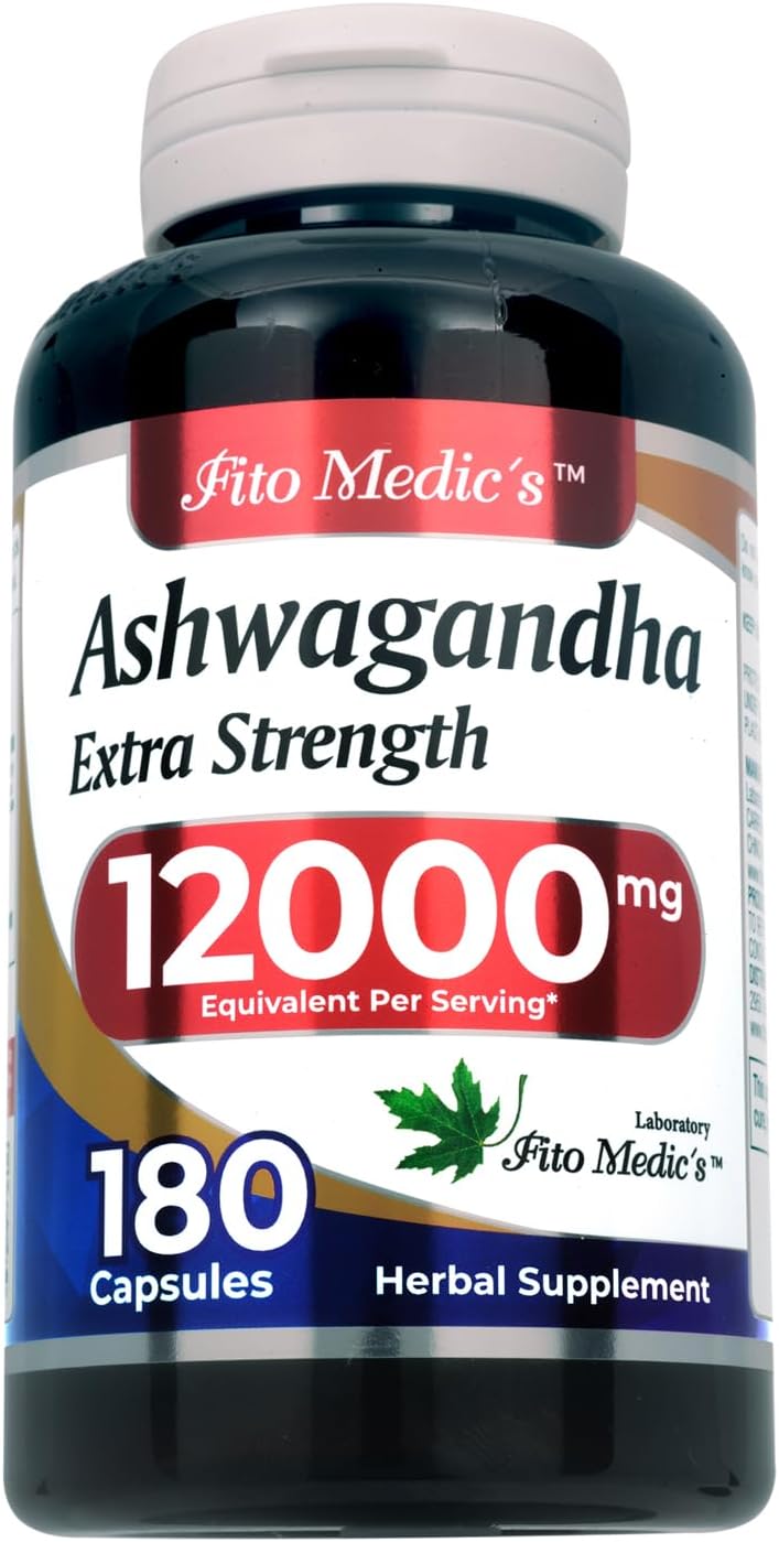 Suplemento de Ashwagandha 180 Caps | FITO MEDIC'S Lab | 12000 mg