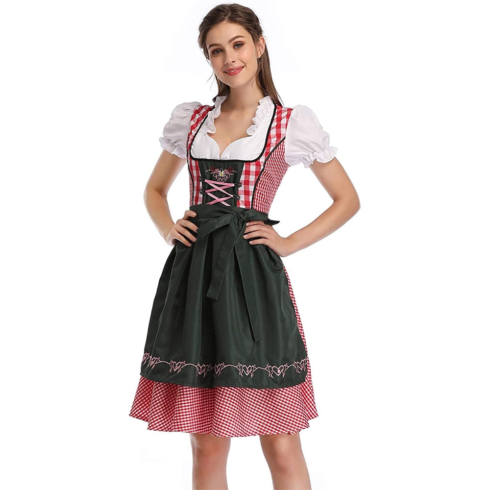 Disfraces de Vestido de Oktoberfest cuadros rojos talla XXL