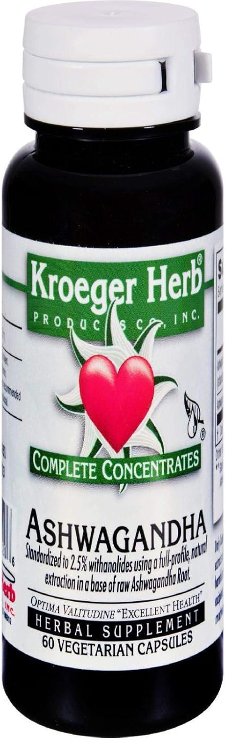 Concentrado Completo de Hierbas Kroeger, Ashwagandha, 60 Cápsulas