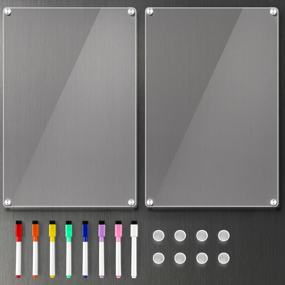 Tablero Magnético Acrílico 12''x8'' para Refrigerador, 2 Pack