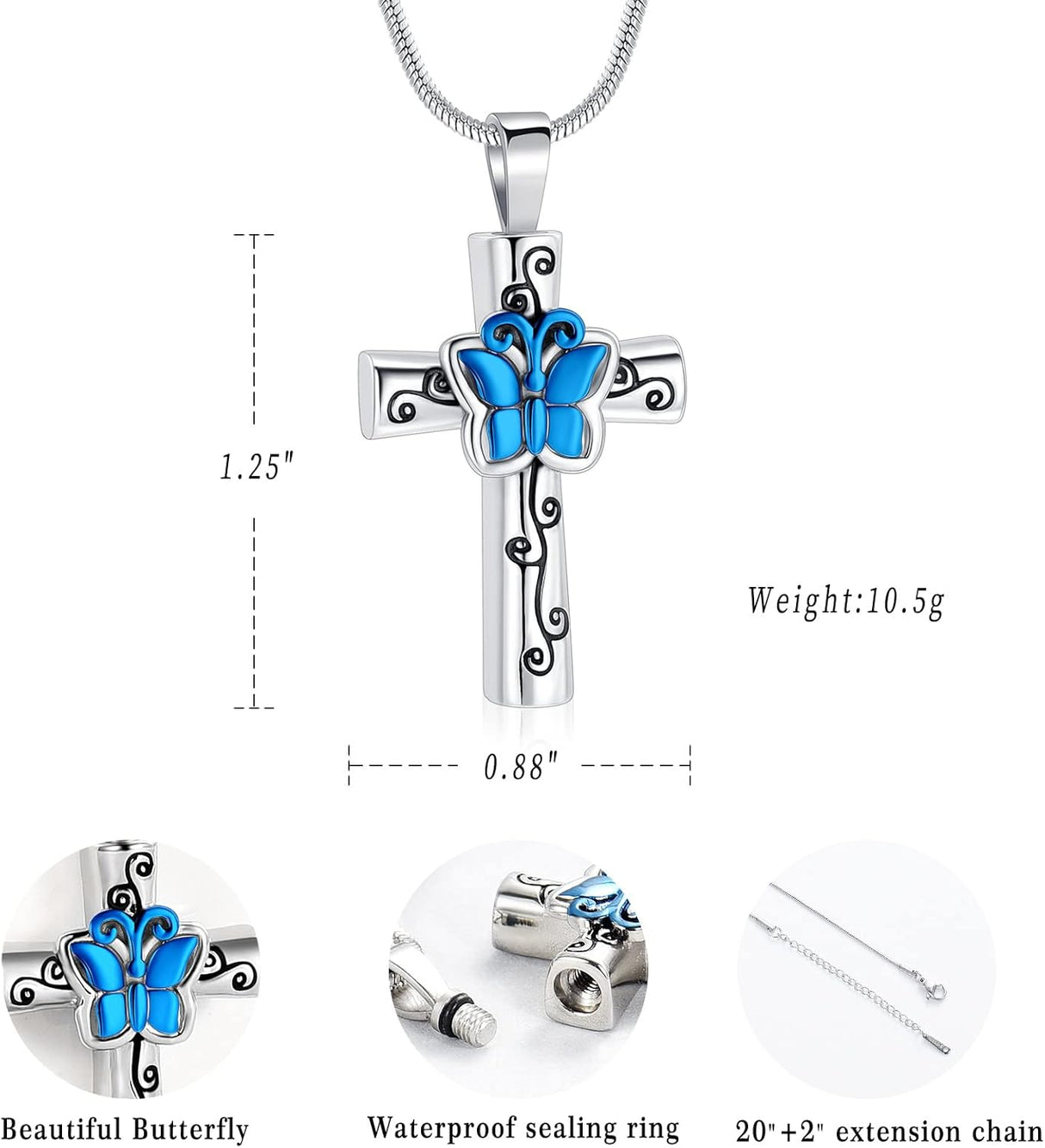 Collar de rosa, cruz de cremación, colgante para recuerdo