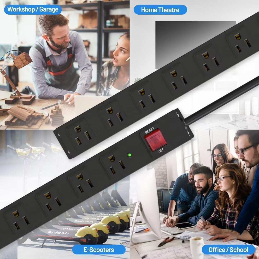 Regleta de alimentación de metal para montaje en pared