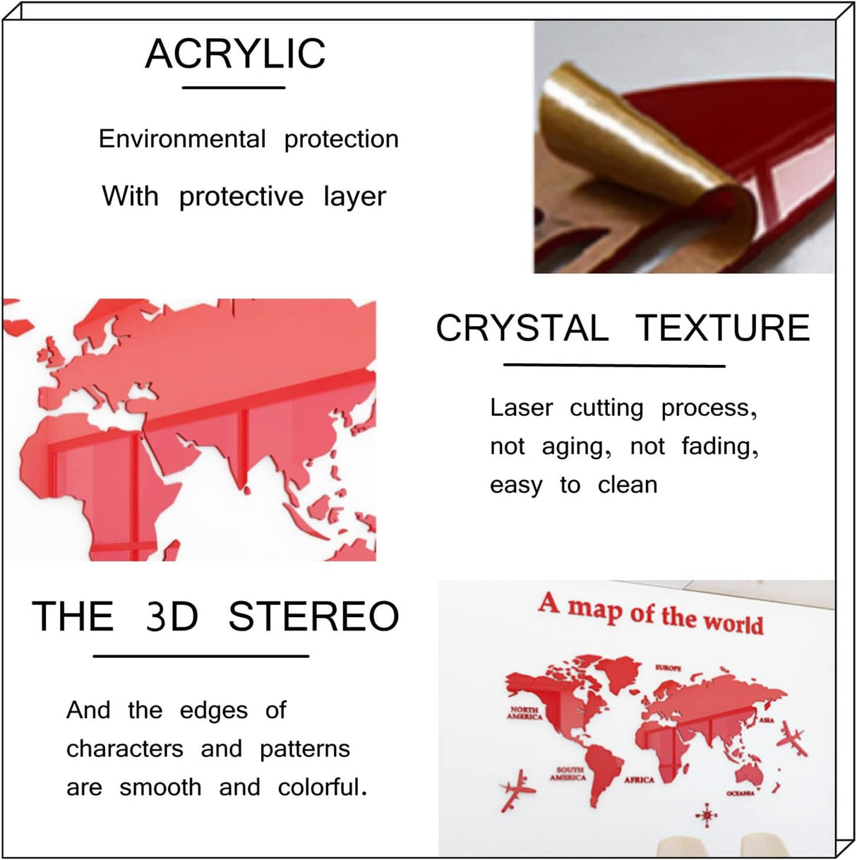 Mapa Mundi 3D WINDIR Adhesivo Pared 180x100 cm Grande