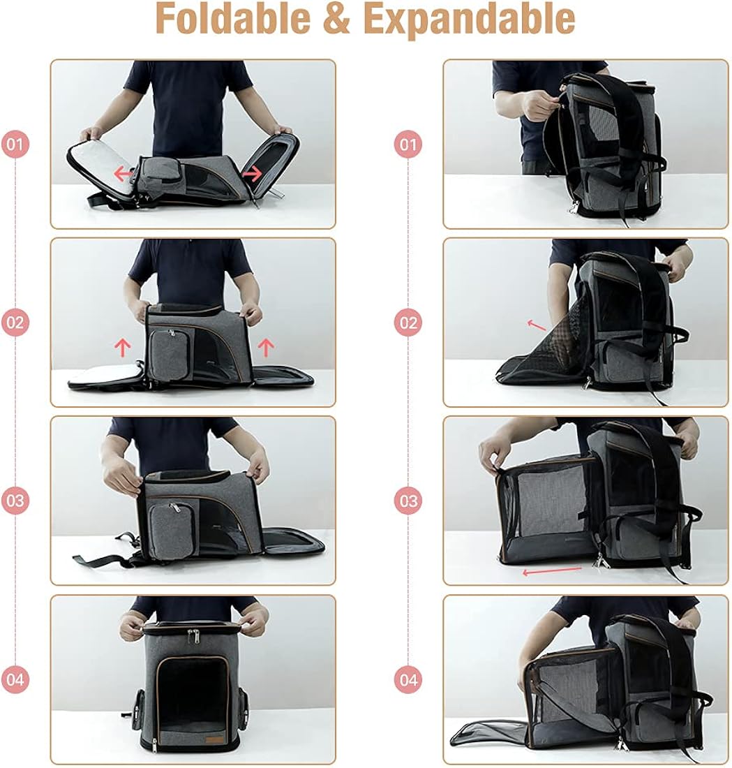 Mochila transportadora para gatos expandible para gatos