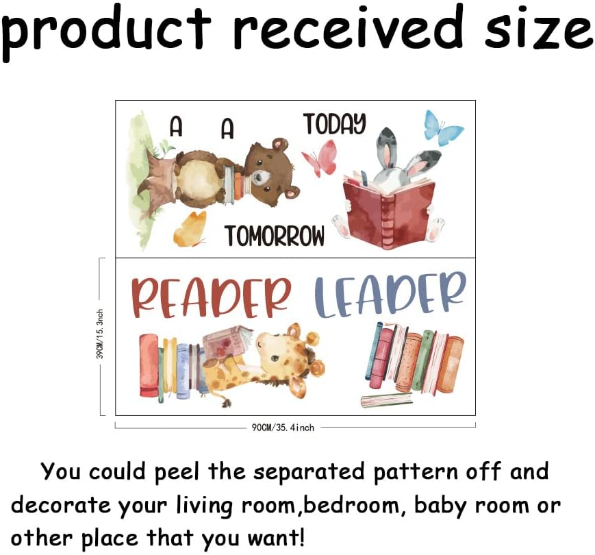 SUPERDANT Vinilo decorativo para pared con texto en inglés "Today a Reader Tomorrow a Leader", decoración artística de vinilo para sala de lectura grande