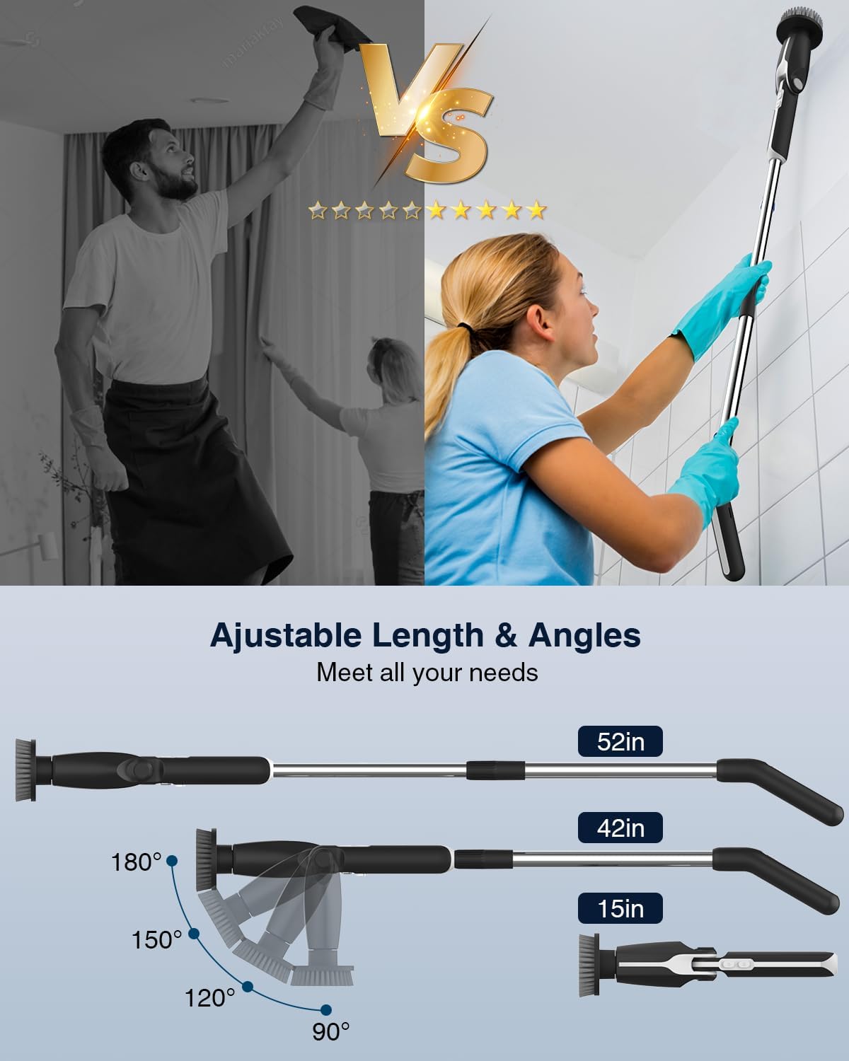 Limpiador Eléctrico Leebein, 8 Cabezas, Mango Largo, 2024