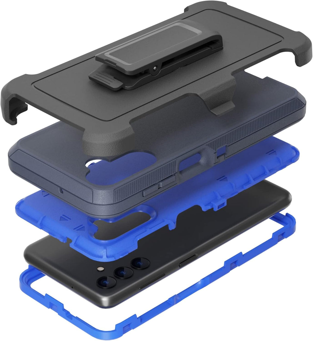 Funda compatible con Samsung Galaxy A13 5G (no para A13 4G), con clip de cinturón, resistente, resistente a prueba de golpes, protección de cuerpo completo, función atril, funda para Samsung Galaxy A13 5G (azul)