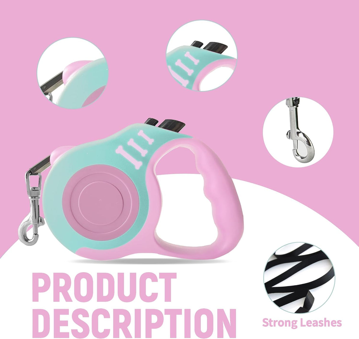 Correa Retráctil Automática para Perros Mango Antideslizante