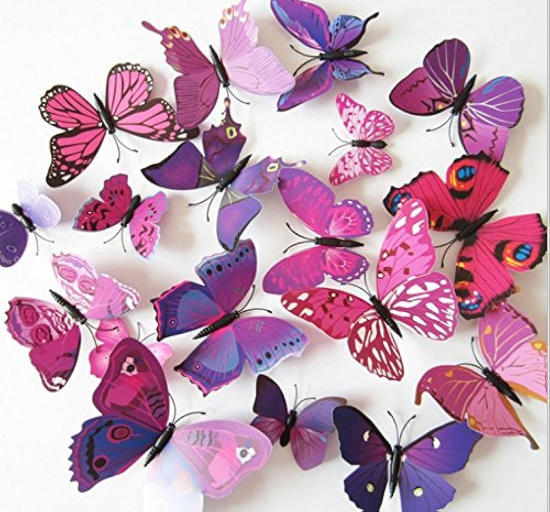 Amaonm - 60 pzas hermosas calcomanías de pared de mariposa