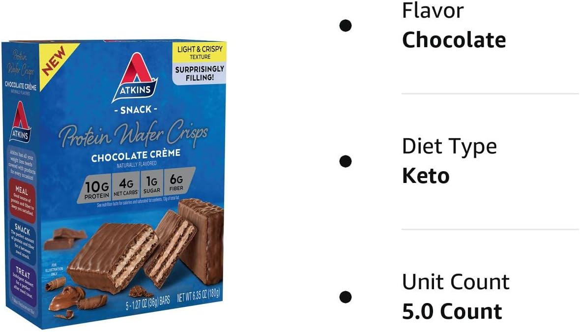 Obleas fritas de proteína sabor chocolate, alta en fibra, 5u