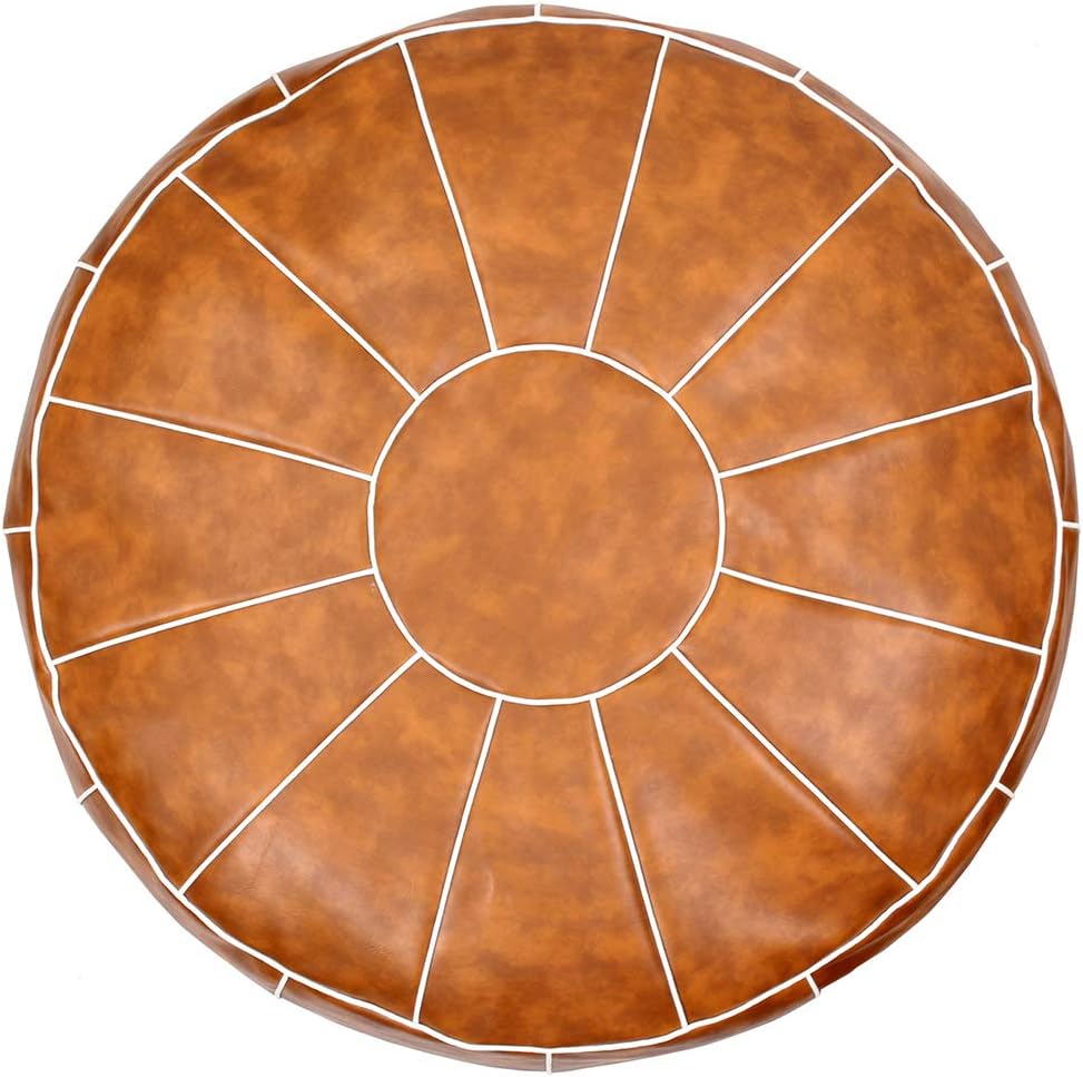 Puf Decorativo Redondo de Cuero sin Relleno para Descansar