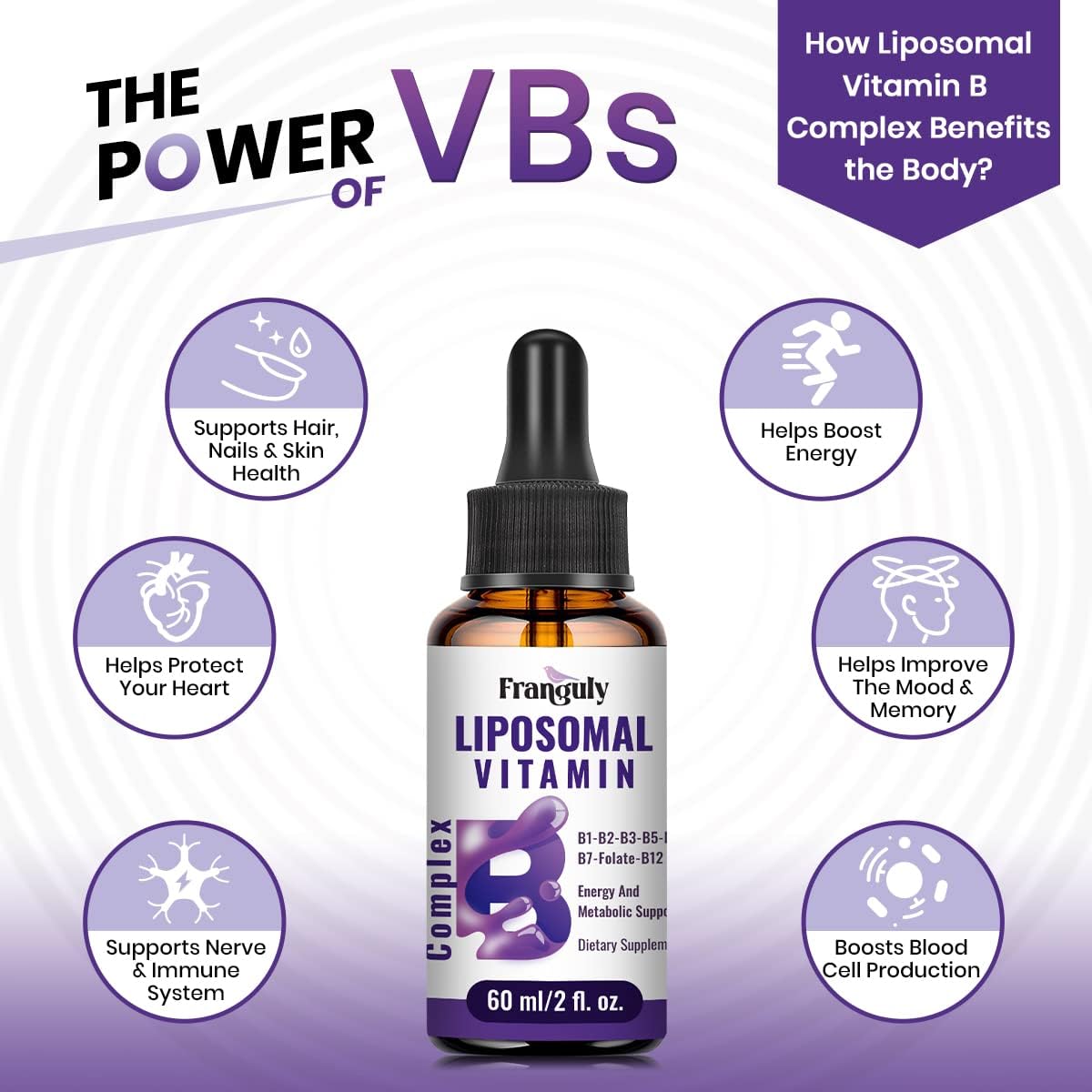 Suplementos líquidas de complejo de vitamina B liposomal