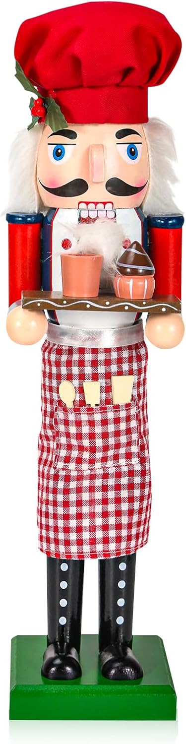 Figuras de Nuez Navideñas Chef de Madera 15 con Cupcake