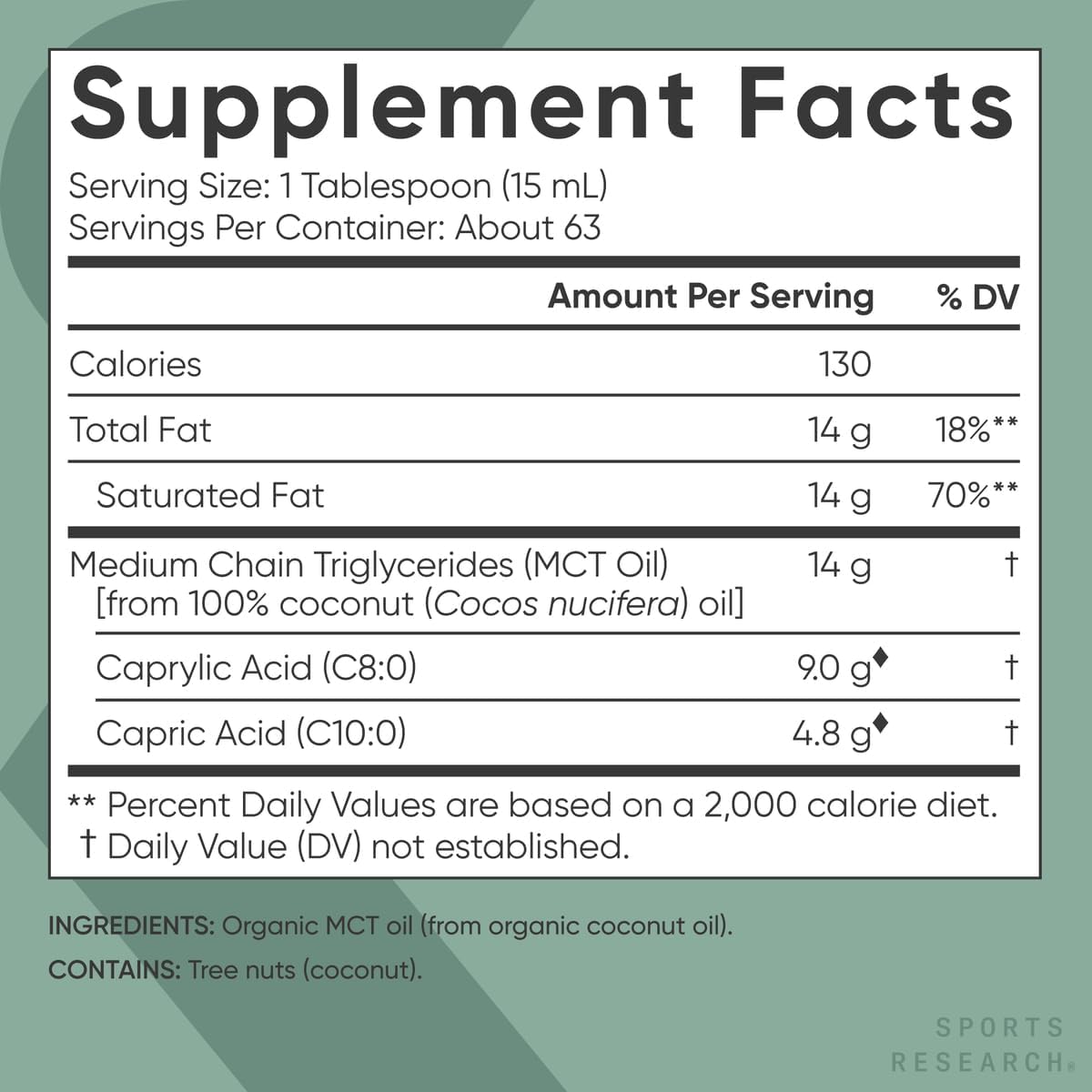 Aceite MCT Orgánico Sports Research - Keto, Vegano, 32 oz