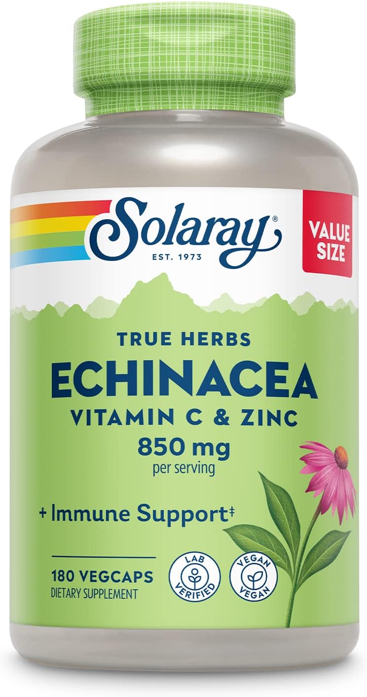 SOLARAY Equinácea Vitamina C y zinc 850 mg más