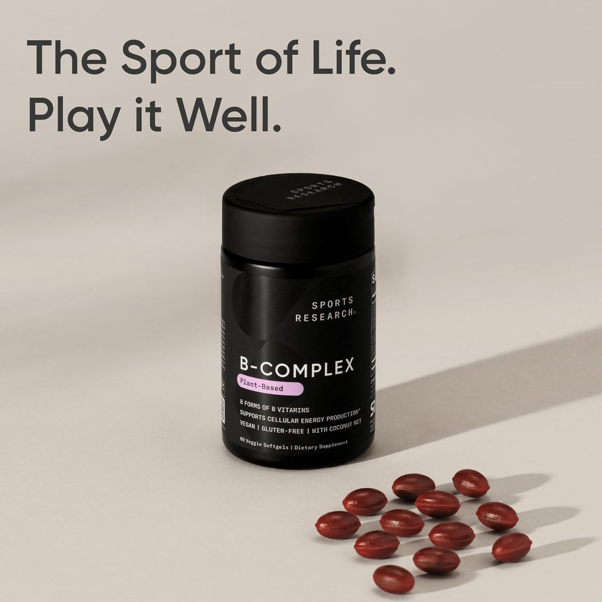 Vitamin B-Complex Sports Research, Vegano, 60 Softgels