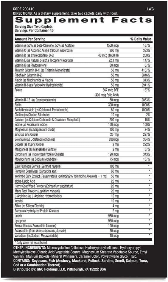 Cápsulas GNC Mega para la próstata y virilidad para hombres