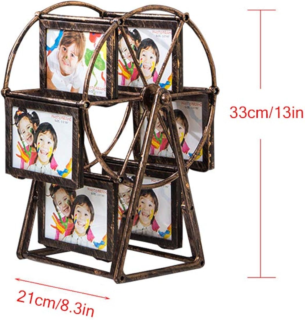 Marco de fotos giratorio con rueda de noria para 12 fotos