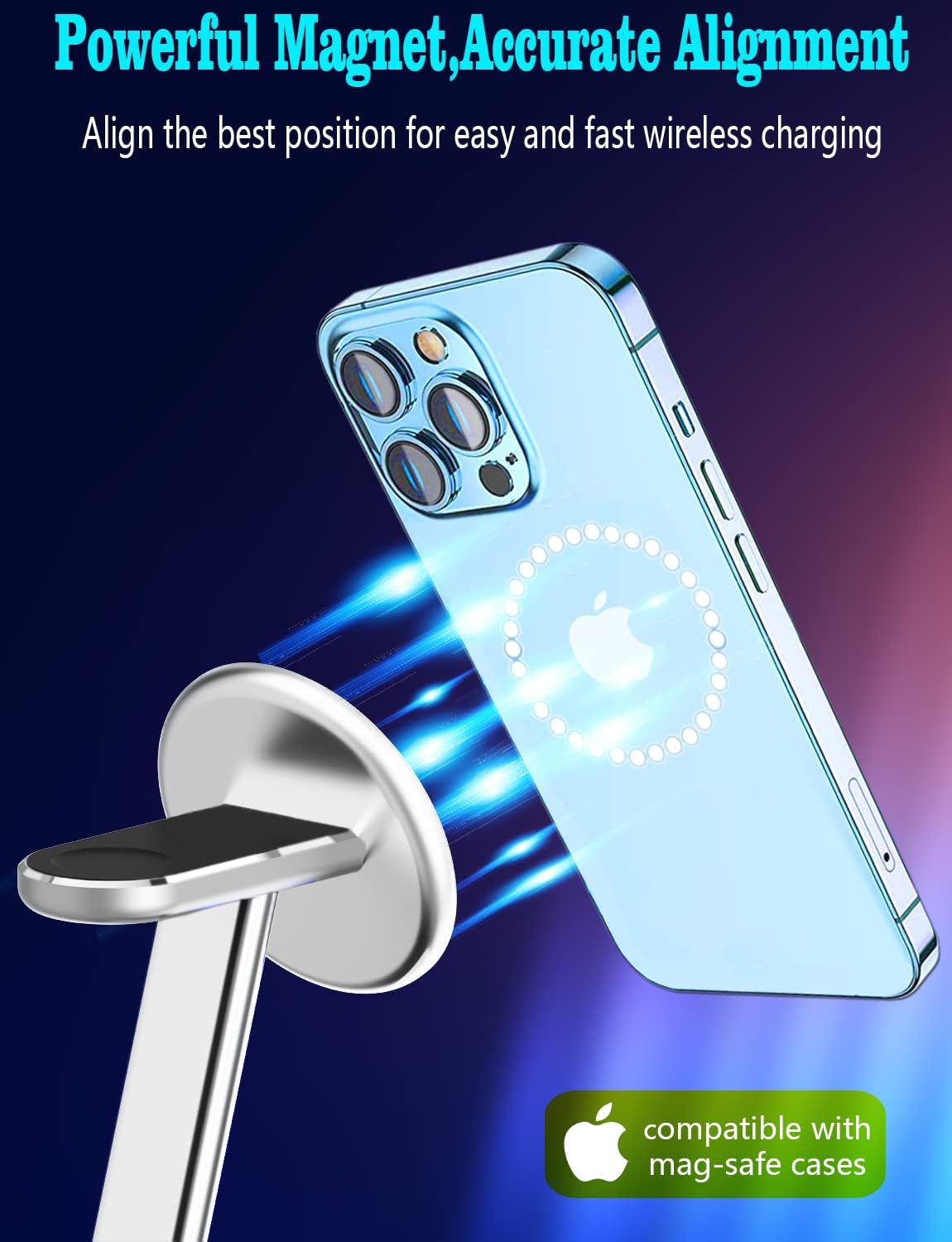 Estación de carga inalámbrica magnética 3 en 1 de aluminio