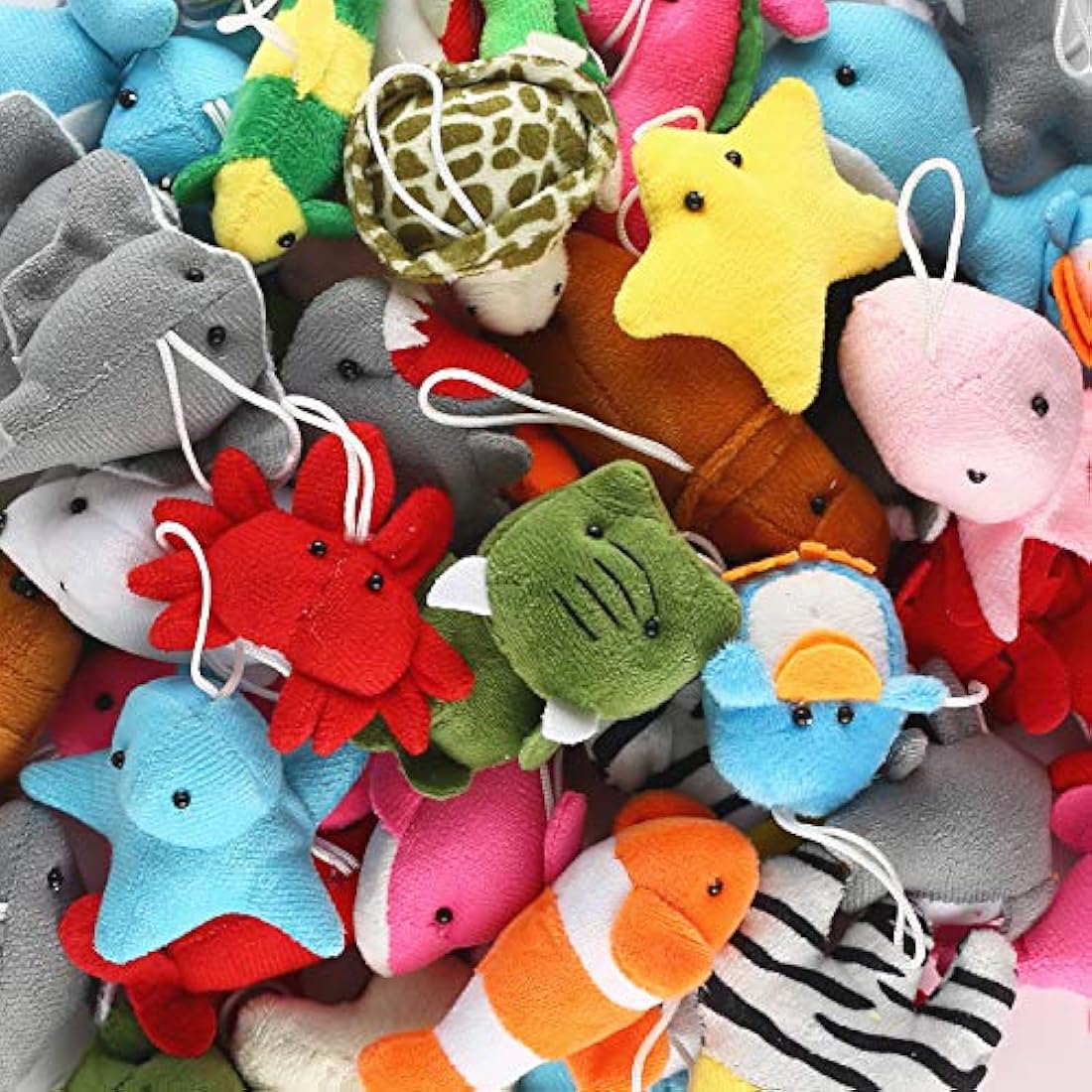 Paquete de 25 mini juguetes de peluche de animales marinos