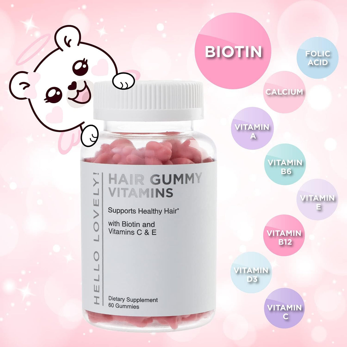 Suplemento Gomitas de vitaminas para el cabello con biotina