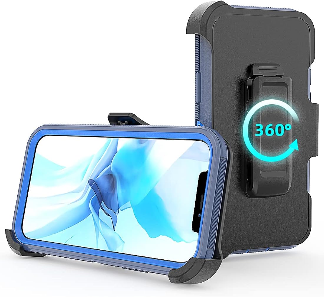 TASHHAR Funda de teléfono para iPhone 12, iPhone 12 Pro, resistente a prueba de golpes, funda protectora con clip para cinturón para Apple iPhone 12 6.1 2020 (azul marino)