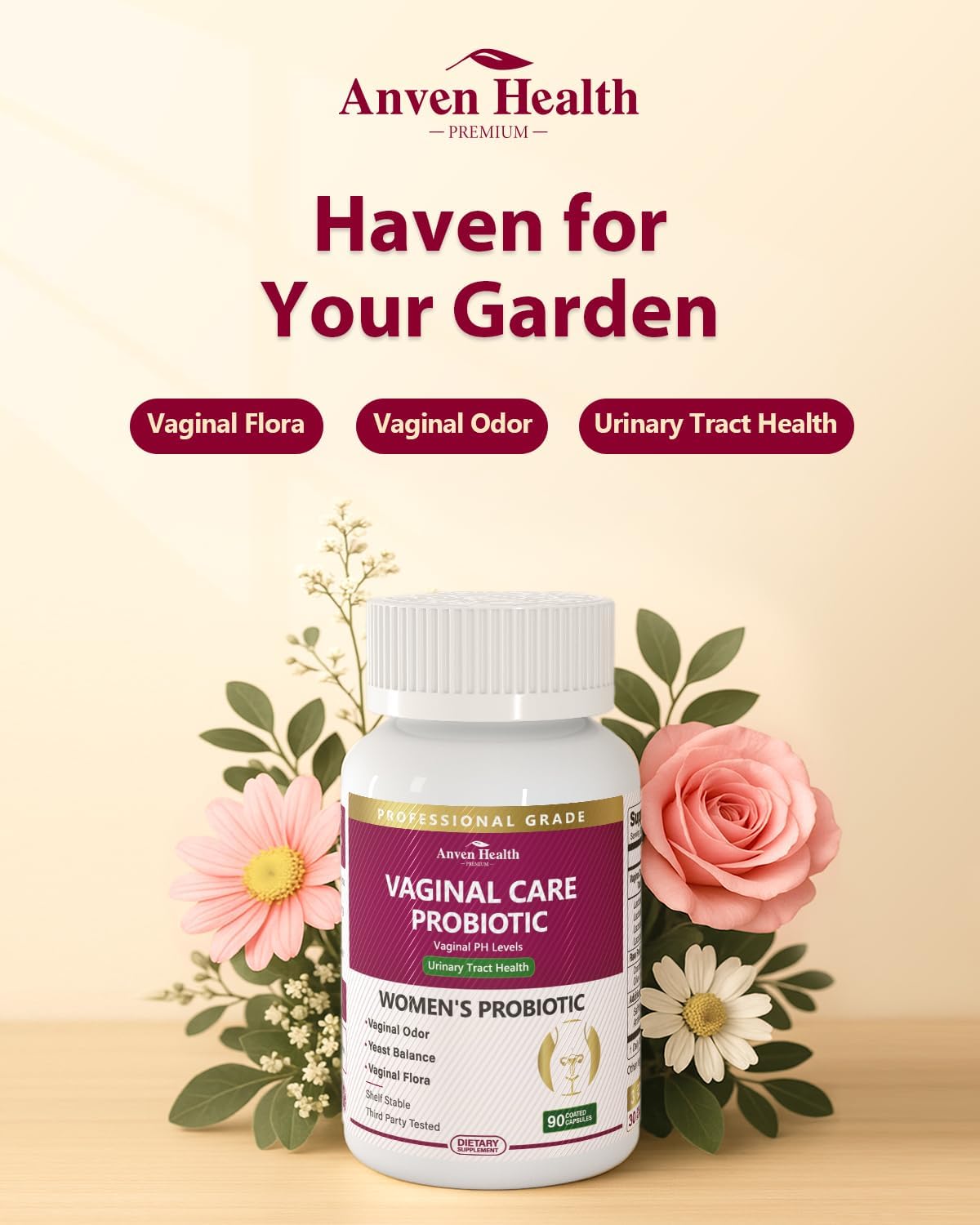 Probióticos Vaginales Mujer - 60B, Flora, Olor, Cándida, Digestión, Saffron, Cranberry, 90 Cápsulas