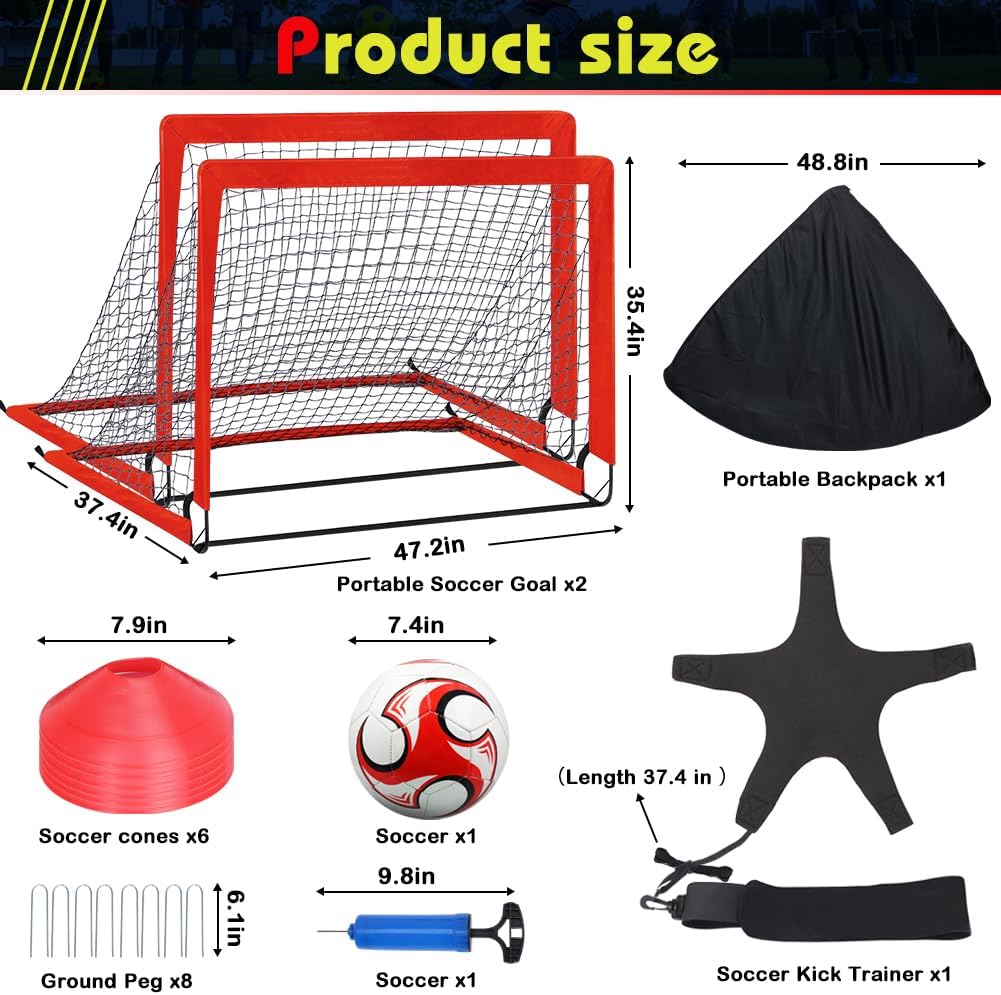 Juego de portería de fútbol desplegable con red para niños