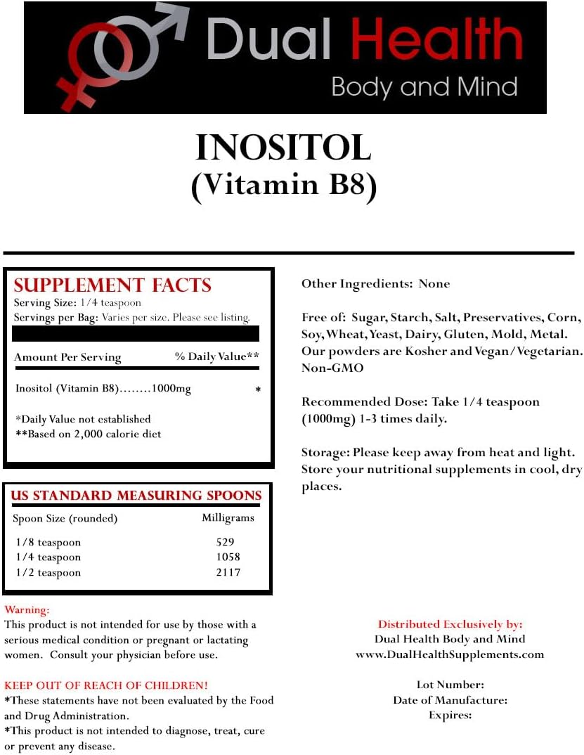 Polvo de Inositol Dual Health Body & Mind 8 oz Antioxidantes 1000mg