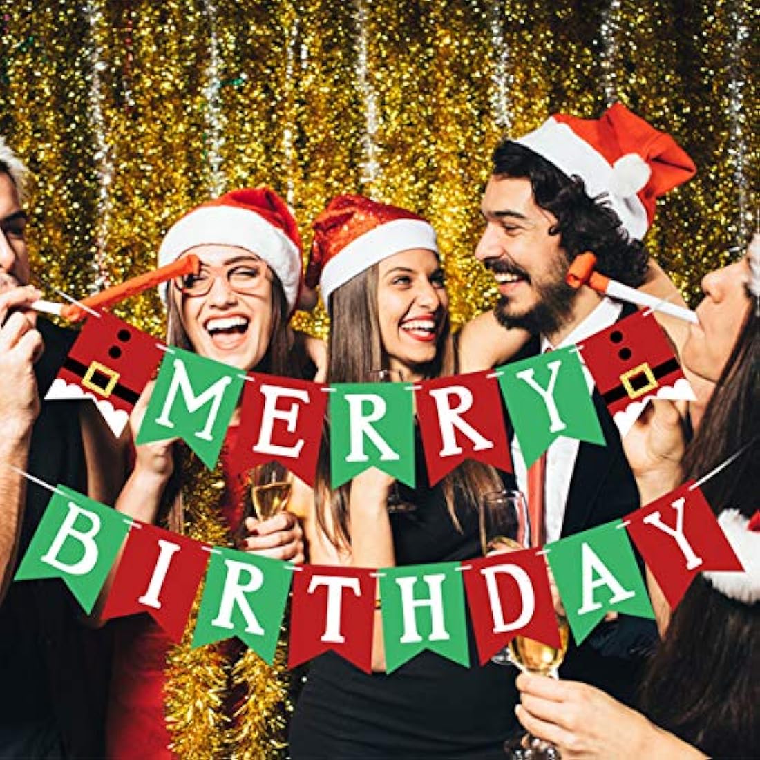 Pancarta de Navidad y cumpleaños con texto en inglés