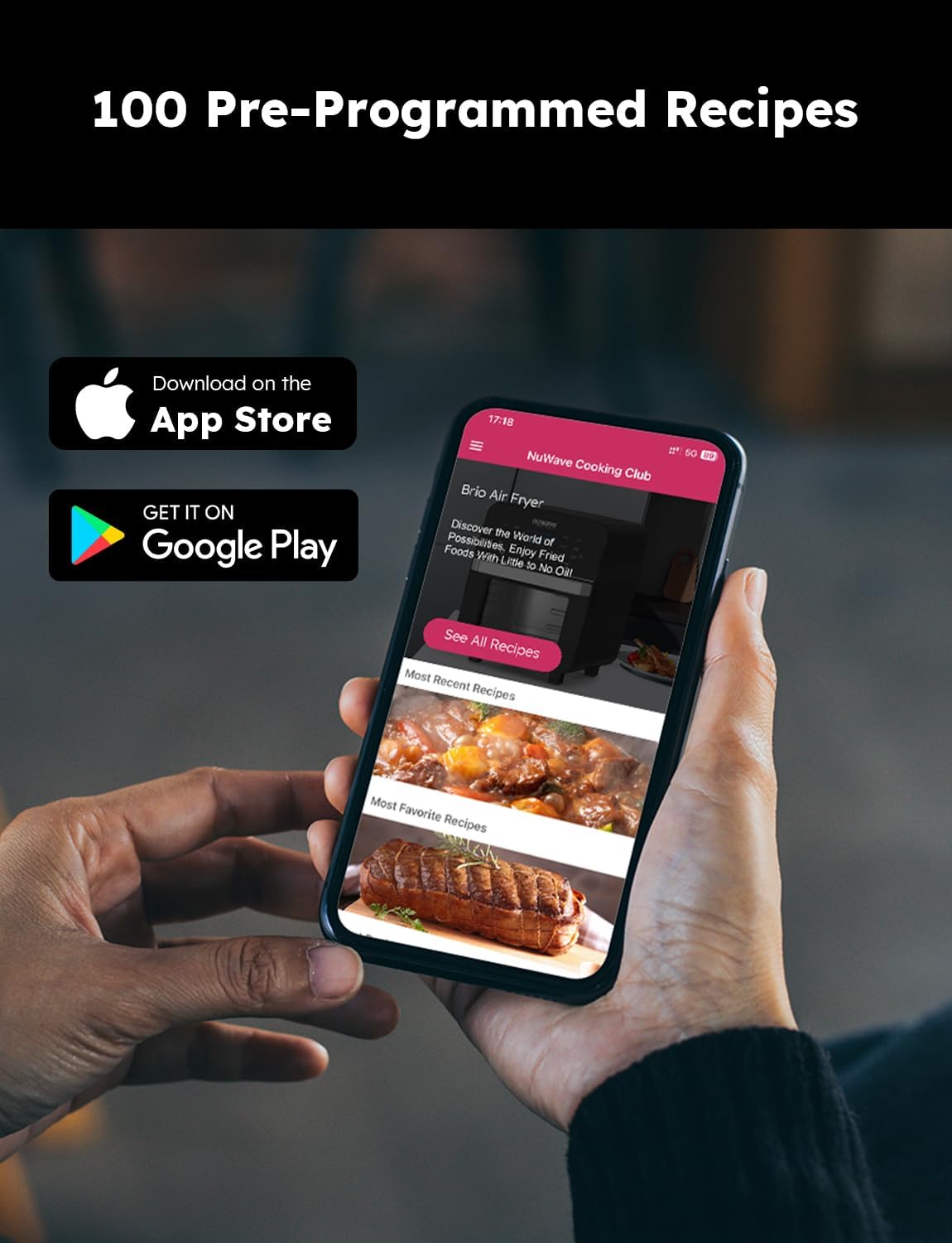 Freidora de aire Nuwave Brio 15.5Qt, 1800W, 100 presets