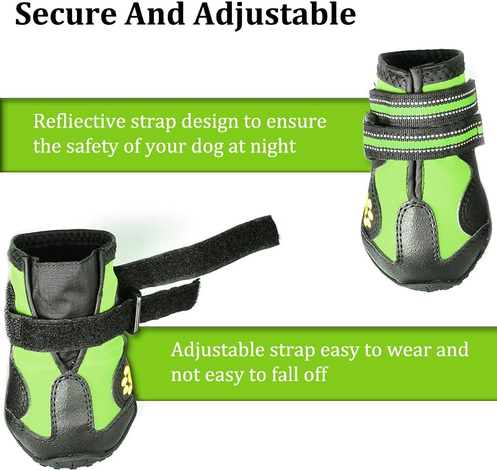 CovertSafe& - Botas para perros antideslizantes, botines impermeables para exteriores, zapatos para perros medianos y grandes 4 unidades, con suela resistente Gris-Verde