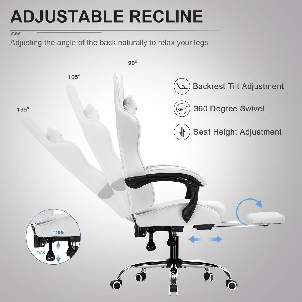 Silla Gamer con reposapiés y ajustable GT804F-WTGY GTPLAYER