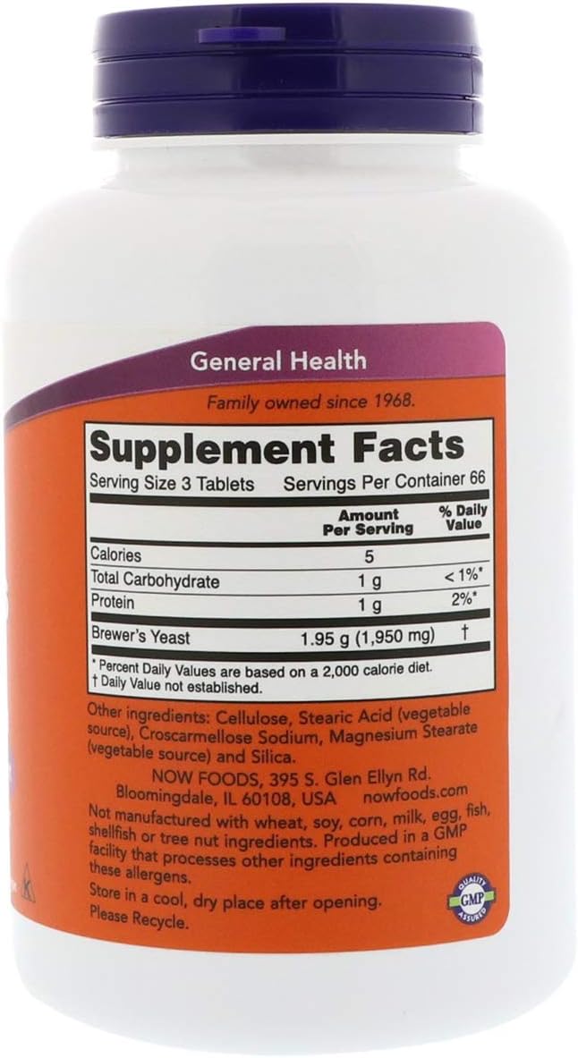 Suplemento NOW Foods Levadura de cerveza 650 mg 200 pestañas