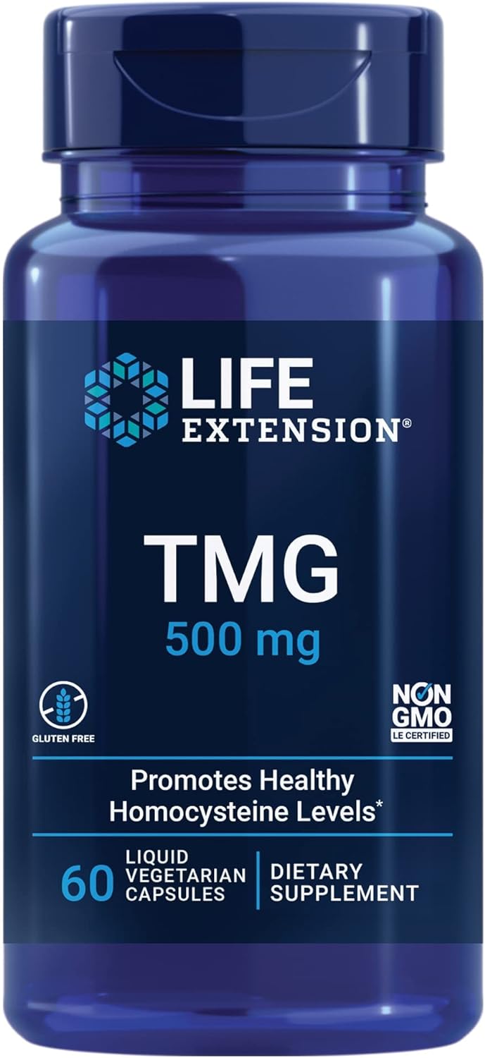 Life Extension TMG 500 mg – Trimetilglicina sin gluten 60 u