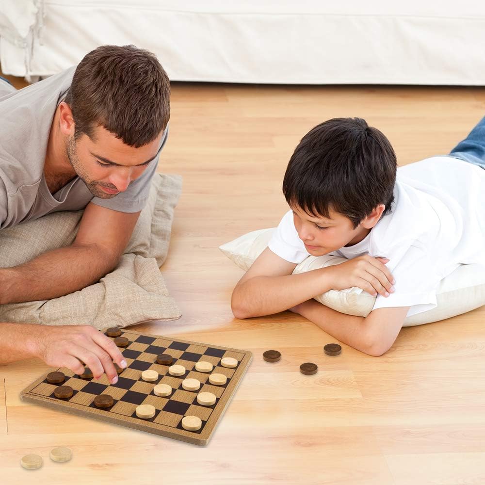 Juego de Damas de Madera Gamie, Diversión Familiar y Estratégica