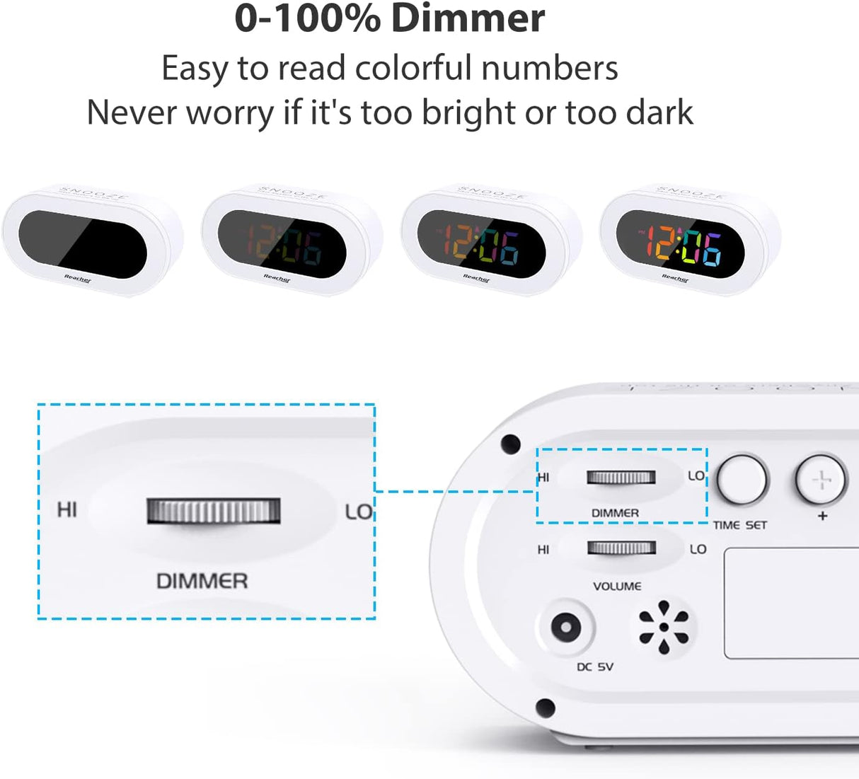 Reloj Digital Despertador con Snooze y Regulador de Brillo