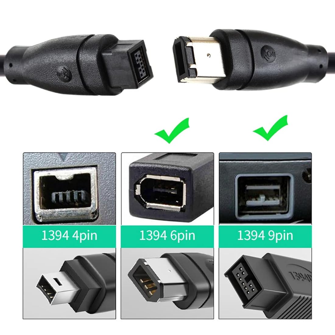 Cable FireWire 800 a 400 9p a 6p Cable de captura 5.9 ft