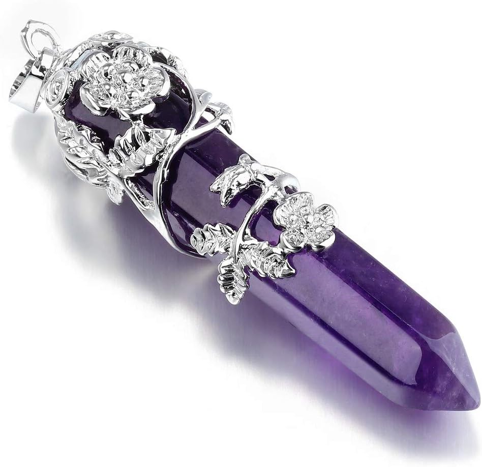 Jovivi 3 collares de cristal curativo envueltos en flores