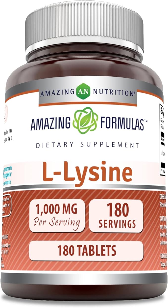 Suplemento L-Lisina 1000mg Amazing Formulas 180 Tabletas