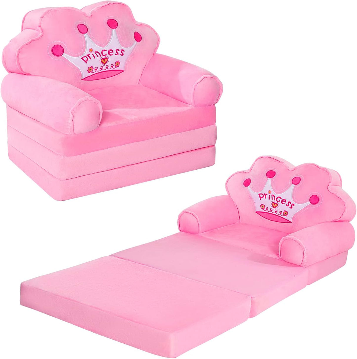 Silla plegable de princesa y convertible en cama para niñas