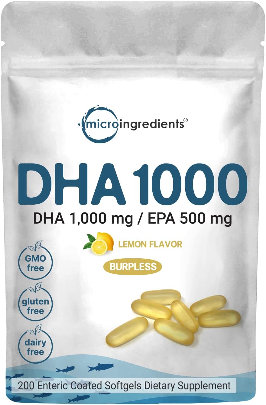 Suplementos de Aceite de Pescado Omega 3 DHA 1000mg - 200 Softgels