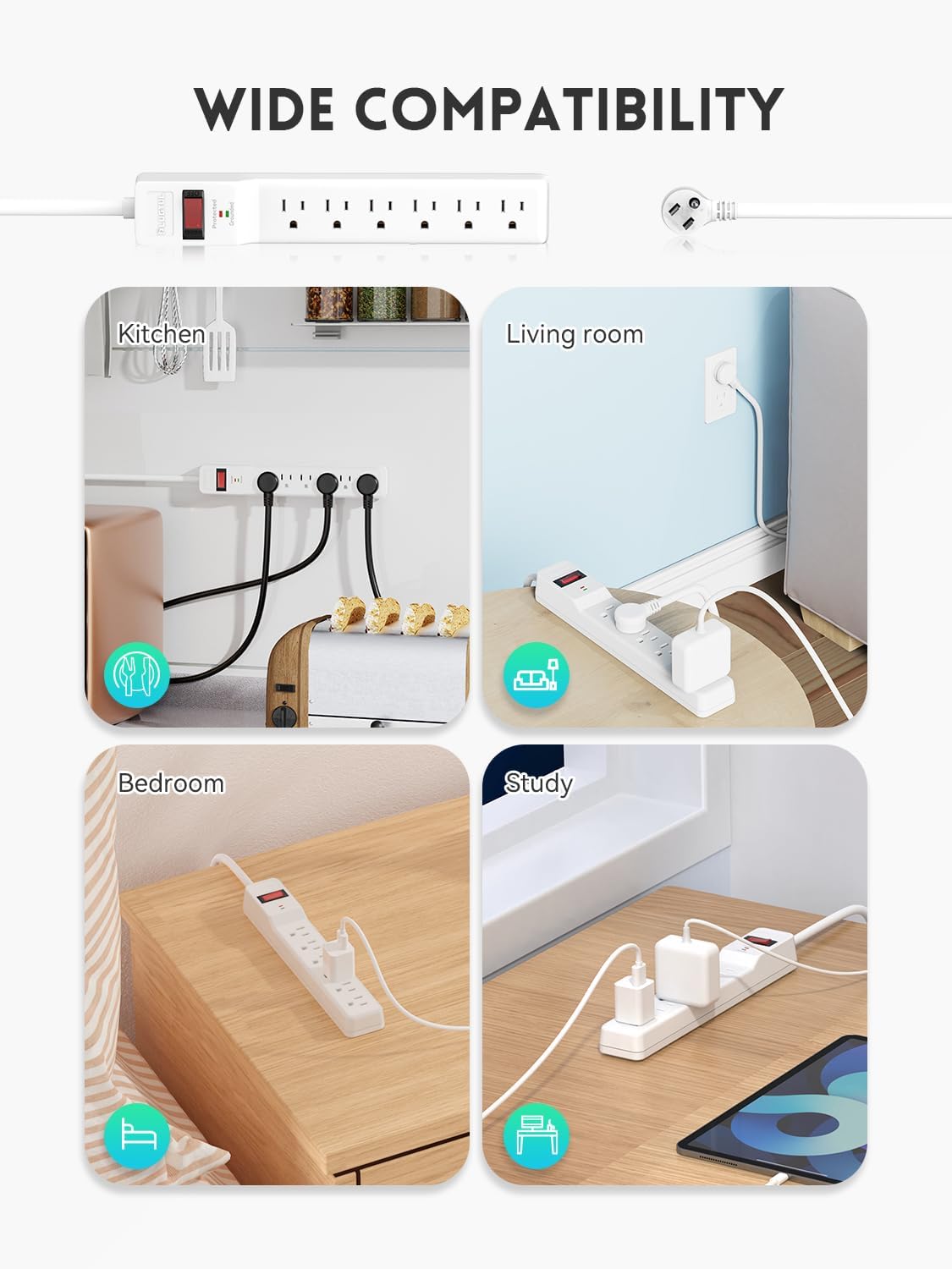 PLUGTUL Paquete de 2 protectores de sobretensión (980 julios)